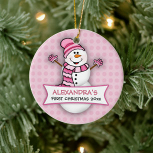 Baby's eerste kerstvakantie Snowman Ornament
