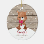 Baby's eerste kerstversiering | beer waterverf keramisch ornament (Links)