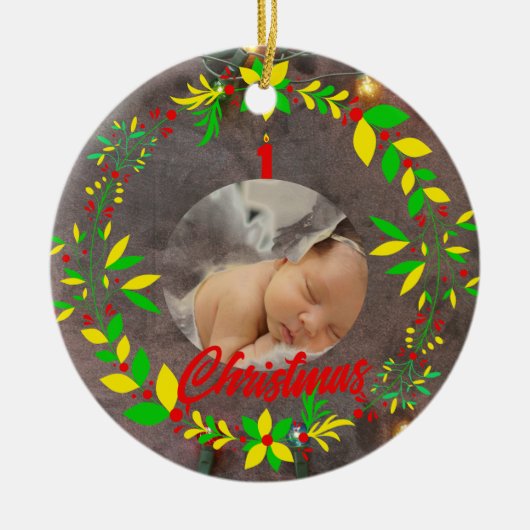 Baby's eerste kerstversiering keramisch ornament (Voorkant)