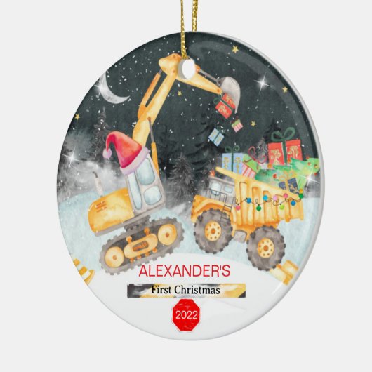 Baby's eerste kerstversiering keramisch ornament (Links)
