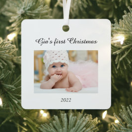 Baby's eerste kerstversiering metalen ornament