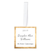 Baby's eerste kerstversiering | Rustisch hout Kubus Ornament (Voorkant)