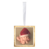 Baby's eerste kerstversiering | Rustisch hout Kubus Ornament (Rechts)