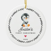 Baby's eerste kerstvierkant keramisch sieraad ornament (Voorkant)