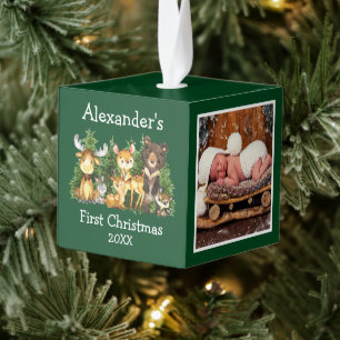 Baby's eerste kerstvietjes Deer Foto Kubus Ornament