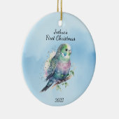 Baby's eerste Kerstvogel gepersonaliseerd Keramisch Ornament (Rechts)