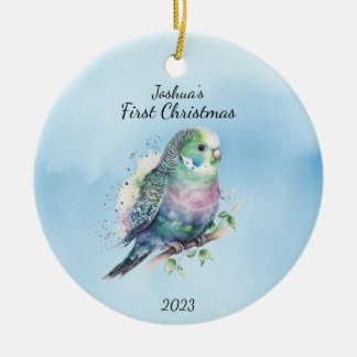 Baby's eerste Kerstvogel gepersonaliseerd Keramisch Ornament