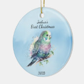 Baby's eerste Kerstvogel gepersonaliseerd Keramisch Ornament (Links)