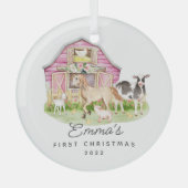 Baby's eerste kerstvrienden Boerderij Glas Ornament (Voorkant)