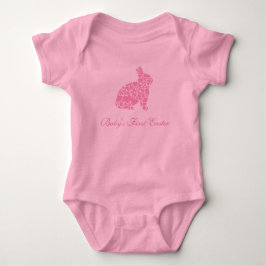 Baby's eerste paasroze hartbundel romper