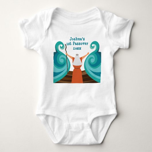 Baby's Eerste Pascha Schattigee Mozes Custom Naam Romper (Voorkant)