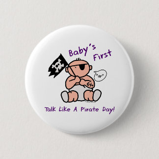 Baby's eerste praatje als een piratendag ronde button 5,7 cm