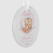Baby's eerste roze kerstfoto ornament (voorkant)