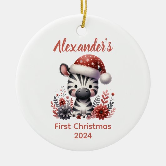 Baby's eerste schattige kerst Zebra baby Dier Keramisch Ornament (Voorkant)