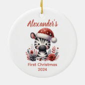 Baby's eerste schattige kerst Zebra baby Dier Keramisch Ornament (Achterkant)