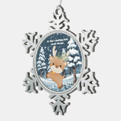 Baby's eerste Schattigee herten gepersonaliseerd Tin Sneeuwvlok Ornament (Rechts)