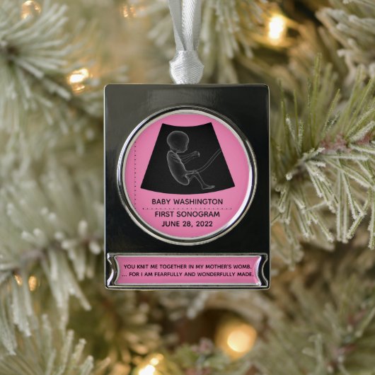 Baby's eerste Sonogram -  Verzilverd Banner Ornament (Boom)