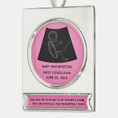 Baby's eerste Sonogram -  Verzilverd Banner Ornament (Links)