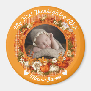 Baby's Eerste Thanksgiving Herfst Bloem Foto Magneet