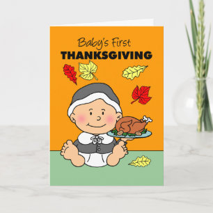 Baby's eerste Thanksgiving meisje pelgrim Kaart