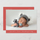 Baby's eerste Thanksgiving Moderne lintfoto Briefkaart (Voorkant / Achterkant)
