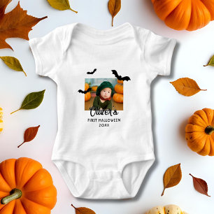 Baby's eerste zwarte vleermuis foto romper