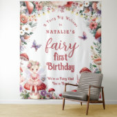 Baby's Fairy Eerste Verjaardagsfeestje Welkom Acht Wandkleed (In situ)