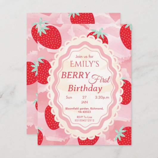 Baby's First Birthday Invitation (Devant / Derrière)