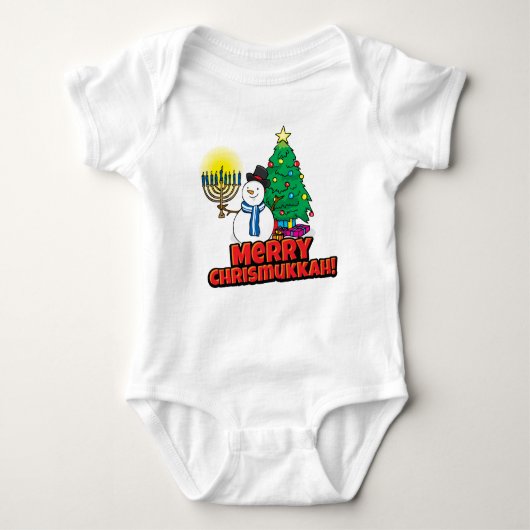 Baby's First Chrismukkah Snowman Holding Menorah Romper (Voorkant)