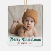 Baby's First Christmas 2 Photo Birth Stats Ceramic Keramisch Ornament (Links)