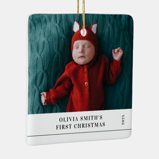 Babys First Christmas Birth Stats Announcement Keramisch Ornament (Rechts)