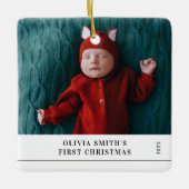 Babys First Christmas Birth Stats Announcement Keramisch Ornament (Voorkant)