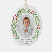 Baby's First Christmas Birth Stats Photo Keepsake  Keramisch Ornament (Rechts)