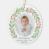 Baby's First Christmas Birth Stats Photo Keepsake  Keramisch Ornament (Links)