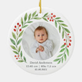 Baby's First Christmas Birth Stats Photo Keepsake  Keramisch Ornament (Achterkant)