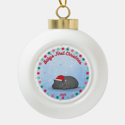 Baby's First Christmas - Ceramic Hippo Ornament (Voorkant)