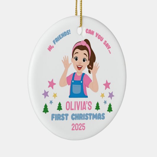 Baby's First Christmas Custom Name Keramisch Ornament (Rechts)