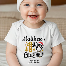 Baby's First Christmas Custom Name Penguin