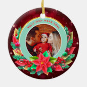 Baby's First Christmas Custom Name Photo Keepsake Keramisch Ornament (Achterkant)