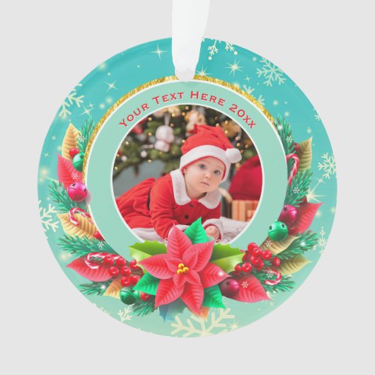 Baby's First Christmas Custom Name Photo Keepsake Ornament (voorkant)
