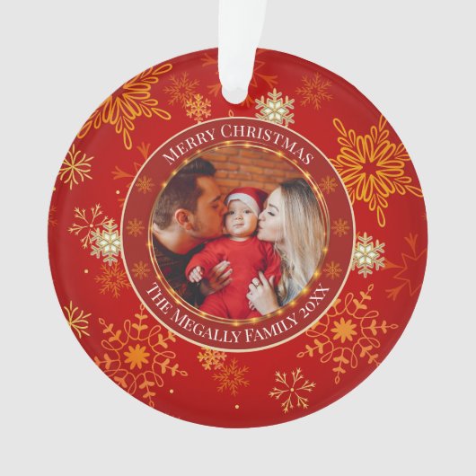 Baby's First Christmas Custom Name Photo Keepsake Ornament (voorkant)