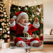 Baby's First Christmas Fleece Blanket Custom Photo