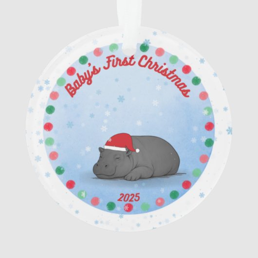 Baby's First Christmas -Hippo Acrylic Ornament (achterkant)
