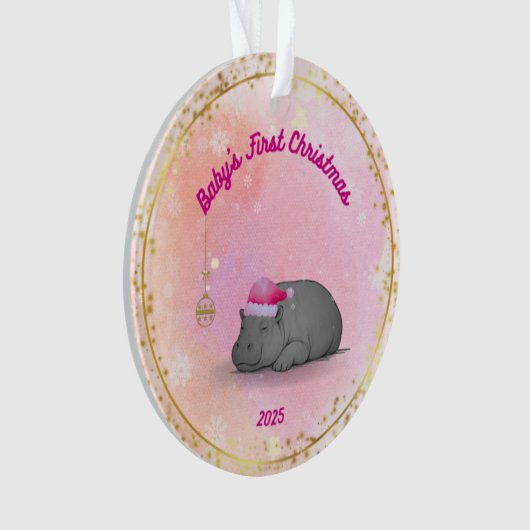 Baby's First Christmas-Hippo Ornament-Customizable (devant)