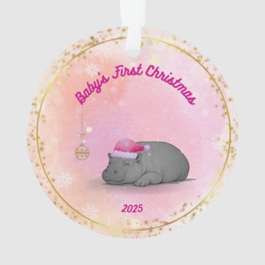 Baby's First Christmas-Hippo Ornament-Customizable (dos)