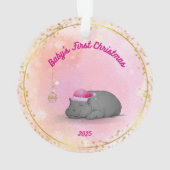 Baby's First Christmas-Hippo Ornament-Customizable Ornament (achterkant)