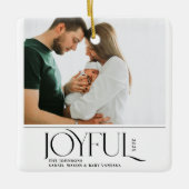 Babys First Christmas Joyful Birth Announcement Keramisch Ornament (Voorkant)