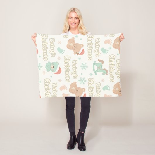 Baby's First Christmas Keepsake Milestone  Fleece Deken (In situ)