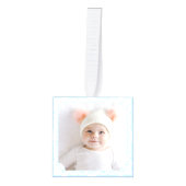 Baby's First Christmas | Light Blue Multi Photo Kubus Ornament (Voorkant)