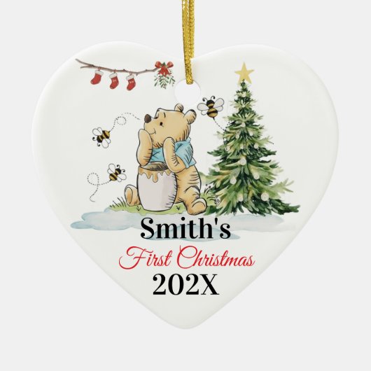 Baby's First Christmas Ornament | Bear & Bees Cust (Voorkant)
